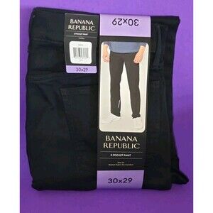 Banana Republic Men's 5 Pocket Black Pants NWT 30x29 Slim Fit Stretch Fabric